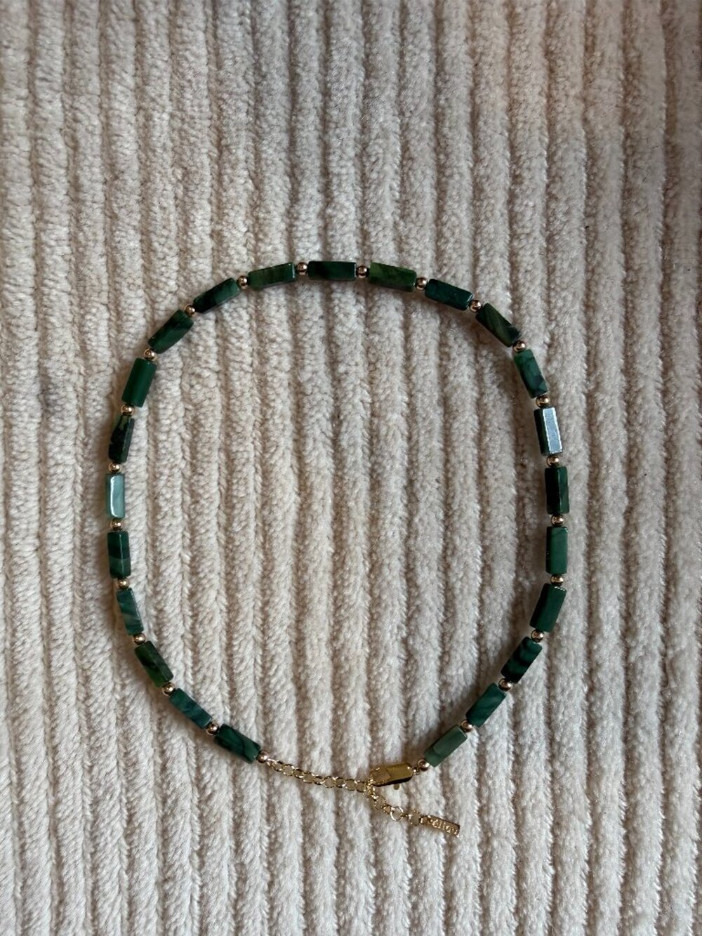 Eliou Green Stone Necklace with Gold Accents